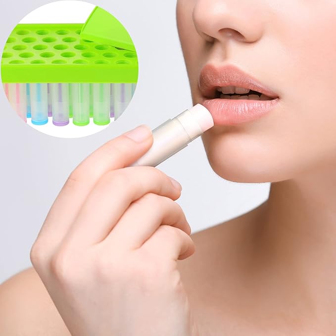 Maitys 2 Sets Lip Balm Tray and Spatula Portable Lip Balm Filling Tray and Spatula Set Lip Balm Tube Holder Lip Balm Tubes Tray Lip Balm Containers Lip Gloss Making Kit(Green)-BrightBean Baby