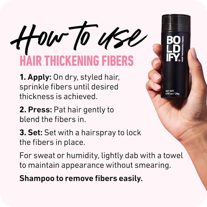 BOLDIFY Hair Fibers (28g) - Fill In Thinning and Fine Hair for an Instantly Fuller, Thicker Look - 14 Shades for Women & Men - Gray-BrightBean Baby