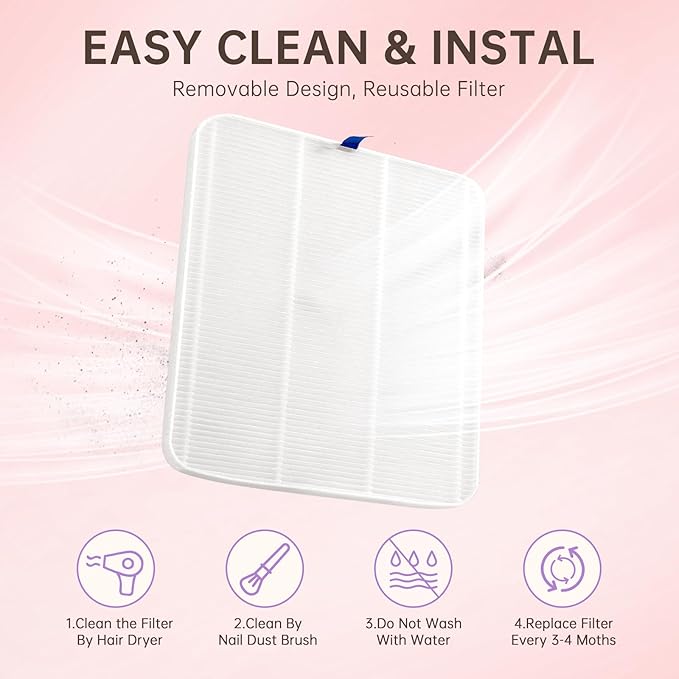 Nail Dust Collector, Rechargeable Dust Collector Nail Tech, Powerful Vacuum Fan Vent Dust Collector Extractor Dust Suction Machine for Acrylic Nails Polishing, Nail Salon&Home,Purple-BrightBean Baby