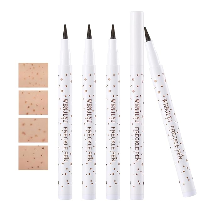 4 Colors Freckle Pen,Waterproof Freckle Makeup Pen,Lightweight Long Lasting Quick Dry Dot Spot Makeup Pen - Light Brown,Natural Coffee,Chestnut,Dark Brown-BrightBean Baby