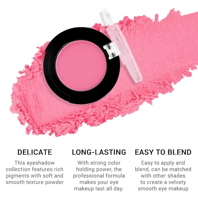 Monochrome Matte Eyeshadow Makeup Palette, Highly Pigmented Pink Red Eyeshadow Palette, Matte Pressed Powder Eye shadow Make up, Single Vegan Eye Shadow, Daily Evening Women Girls Makeup Eyeshadow 5#-BrightBean Baby