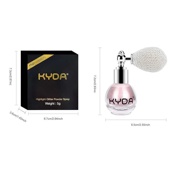 KYDA Highlighter Powder Spray, Glitter High Gloss Spray Shimmer Sparkle Powder Makeup Spray, for Face Body Cosmetic-Soft Pink-BrightBean Baby