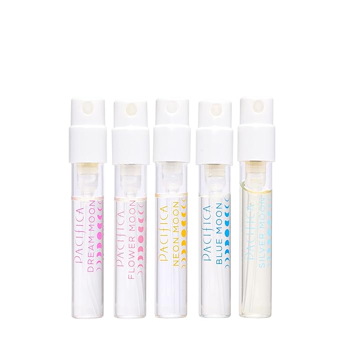 Pacifica Beauty Mood Moons Spray Perfume Set, Fragrances, Travel Perfume, Dream Moon, Flower Moon, Neon Moon, Blue Moon, Silver, Moon, Clean Perfume, Mini Perfume, Vegan, 0.05 fl oz Each (Set of 5)-BrightBean Baby