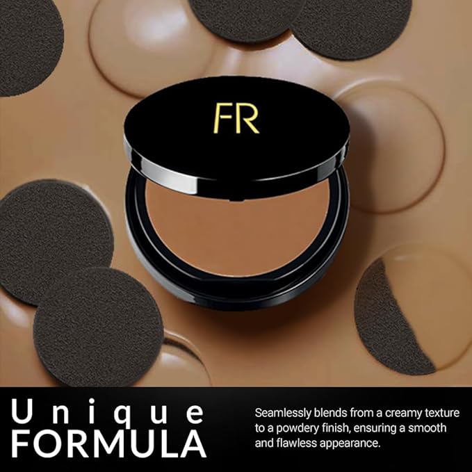 Cream To Powder Foundation by Flori Roberts, Full Coverage for Women of Color or Deeper Skin Tones, Long Lasting Makeup, Matte Finish, Covers Uneven Complexion and Hides Imperfections, 0.30 oz-BrightBean Baby