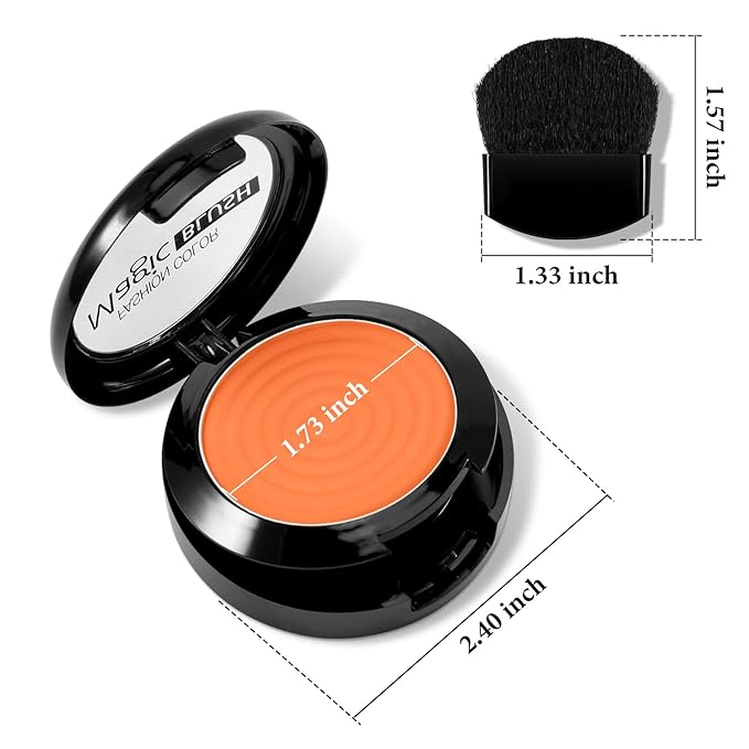 Boobeen Soft Blend Powder Blush for Cheeks, Buildable Color Matte Smooth Blush Palette Compact Blush Powder Makeup, Long-lasting Flush Color, with Mirror and Brush-BrightBean Baby