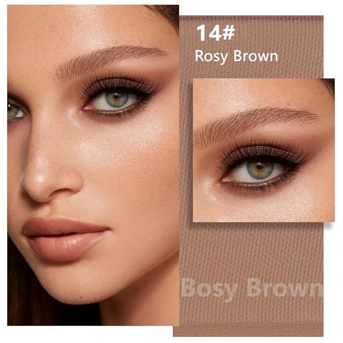 Kaely Pressed Single Eyeshadow Makeup, Rosy Brown Matte Highly Pigmented Monochrome Eye Shadow Palette, Waterproof Neutral Powde Mini Eyeshadow, sombras para ojos, Lightweight Blendable, 14