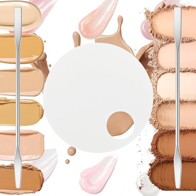 3 Pack Nail Art Palette with 3 Pcs Spatula Makeup Tray Foundation Mixing Palette Professional Cosmetic Stiring Tools for Women and Girls Liquid Foundation Lipstick Concealer-BrightBean Baby