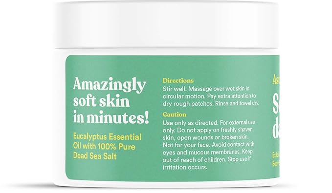 ASUTRA Dead Sea Salt Essential Oil Body Scrub Exfoliator (Invigorating Eucalyptus), 16 oz - Ultra Hydrating, Gentle, & Moisturizing - Coconut, Eucalyptus, and Marjoram Oils-BrightBean Baby