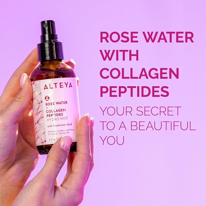 Alteya Organics Rose Water Face Toner – With Collagen Peptides & Hyaluronic Acid – Hydrating Facial Mist for Anti-Aging, Firming & Radiant Skin – 4 Fl Oz / 120mL-BrightBean Baby