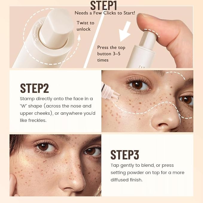 Freckle Stamp Pen, Waterproof Fake Freckles Makeup Tool, Upgrade Liquid Faux Freckles Pen, Quick-Dry, Long-Lasting, Lifelike, Natural Sunkissed Makeup, with Multi-Prong Precision Stamp Head (Medium)-BrightBean Baby