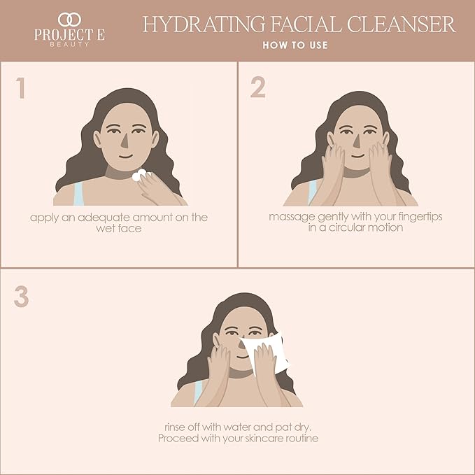 Project E Beauty Hydrating Facial Cleanser Gentle Cleansing | Removes Dirt, Oil & Makeup | Moisturizes & Hydrates | Brightens Complexion | Non-Foaming Formula | For All Skin Types | 125g-BrightBean Baby
