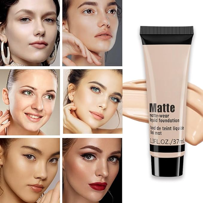 1 Pack Matte Oil Free Concealer Foundation Cream,Professional Make-up Base Facial Matte Full Coverage Liquid Concealer Hide Foundation Primer Makeup Repair Kit.(BEIGE 5#)-BrightBean Baby