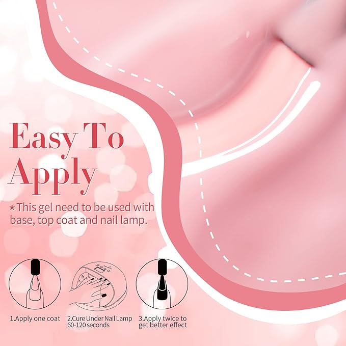 Born Pretty Jelly Nude Pink Gel Nail Polish Sheer Transparent Gel Polish 6Colors Soak Off U v Light Cure Gel Polish Kit for Salon and Nail Art DIY at Home-BrightBean Baby
