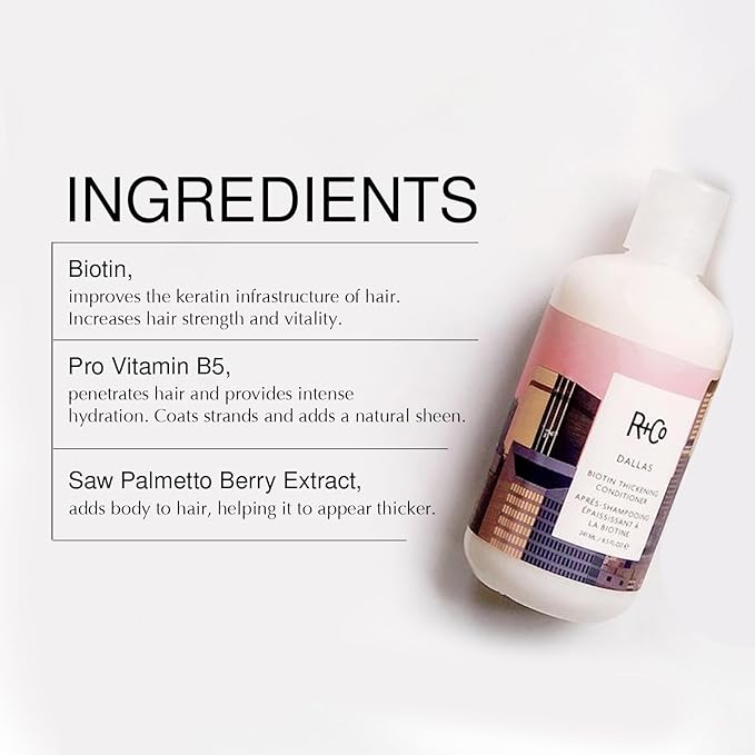 R+Co Dallas Biotin Hair Thickening Shampoo and Conditioner Set (8.5 Oz) + Deluxe Sample (.5 Oz) | For Hair Growth | Sulfate-Free | Vegan + Cruelty-Free |-BrightBean Baby