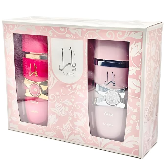 Lattafa Yara 5th Anniversary Edition – Floral, Fruity, Gourmand, Vanilla – 2-Piece Eau de Parfum Gift Set for Women (Yara & Yara Candy, 2 x 3.4 Ounce Sprays)-BrightBean Baby