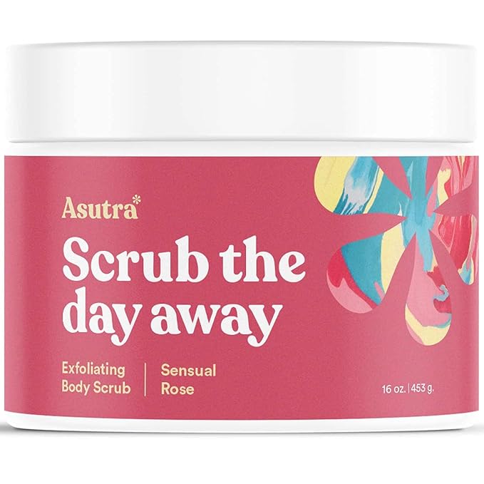 ASUTRA Dead Sea Salt Essential Oil Body Scrub Exfoliator (Sensual Rose), 16 oz - Ultra Hydrating, Gentle, & Moisturizing - Coconut, Rose, and Sandalwood Oils-BrightBean Baby
