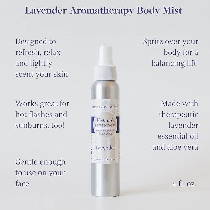 Victoria's Lavender Pillow and Linen Spray Mist (8 oz) and Aromatherapy Body Mist (4 oz) - After Sun Solar Recovery Spray with Aloe Vera and Lavender Essential Oil - Set of 3 – Made in the USA-BrightBean Baby