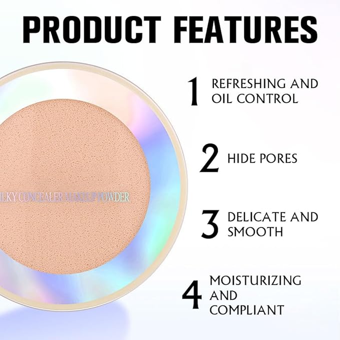 Oil Control Face Pressed Powder, Ultra-Fine Lightweight Face Powder, Soft-focus Matte Finish, Sheer Coverage, Lasting Oil Control, Ivory White (01#)-BrightBean Baby