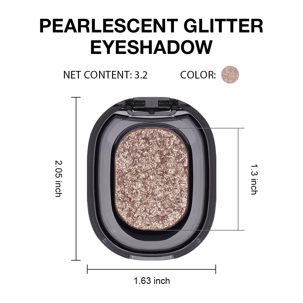 Eye shadow low saturation delicate long-lasting eye shadow palette, Monochrome Glittler Eyeshadow, pressed glitter eyeshadow, Glittle Pressed Powder Single Vegan Eyeshadow, (03 Glittle Gold)-BrightBean Baby