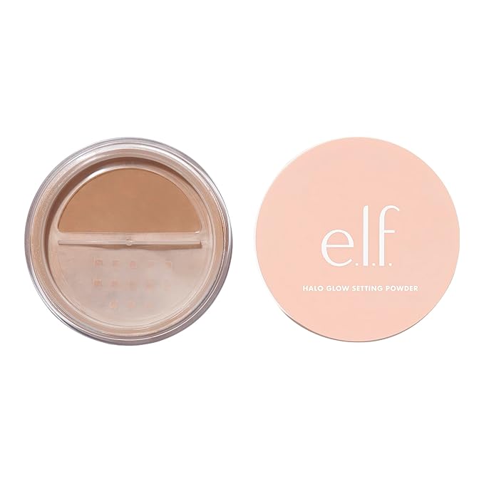 e.l.f. Halo Glow Setting Powder, Smooths The Look Of Pores & Fine Lines, Creates An Airbrushed Finish, Vegan & Cruelty-Free, Deep-BrightBean Baby