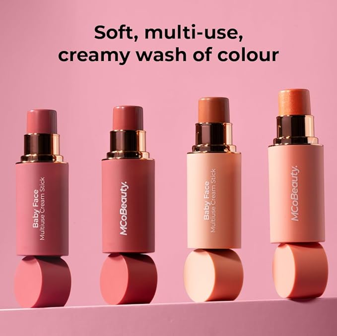 MCoBeauty Baby Face Multi-Use Cream Stick, Chouchou Nude Peach Shade, Silky Smooth, Buildable Blush for Eyes, Lips & Cheeks, Vegan, Cruelty Free Cosmetics