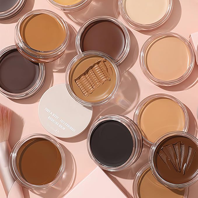 Kaely 2Pcs Cream Pot Concealer Full Coverage Set,Conceal Brighten Dark Circles,under Eye Color Correcting Concealer,Waterproof Foundation Palette with Brush,corrector de ojeras,Vegan Makeup,01+02-BrightBean Baby
