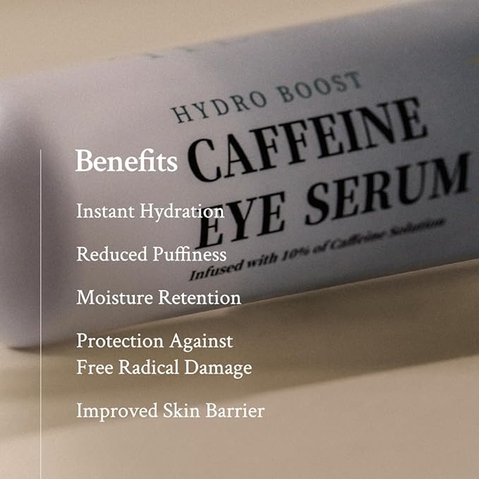 Hydro Boost Caffeine Eye Serum (0.33 fl.oz./10ml) - With 10% Caffeine Solution, Niacinamide & Hexapeptide-8, Depuff, Elasticity, Antiwrinkle and Brightening-BrightBean Baby