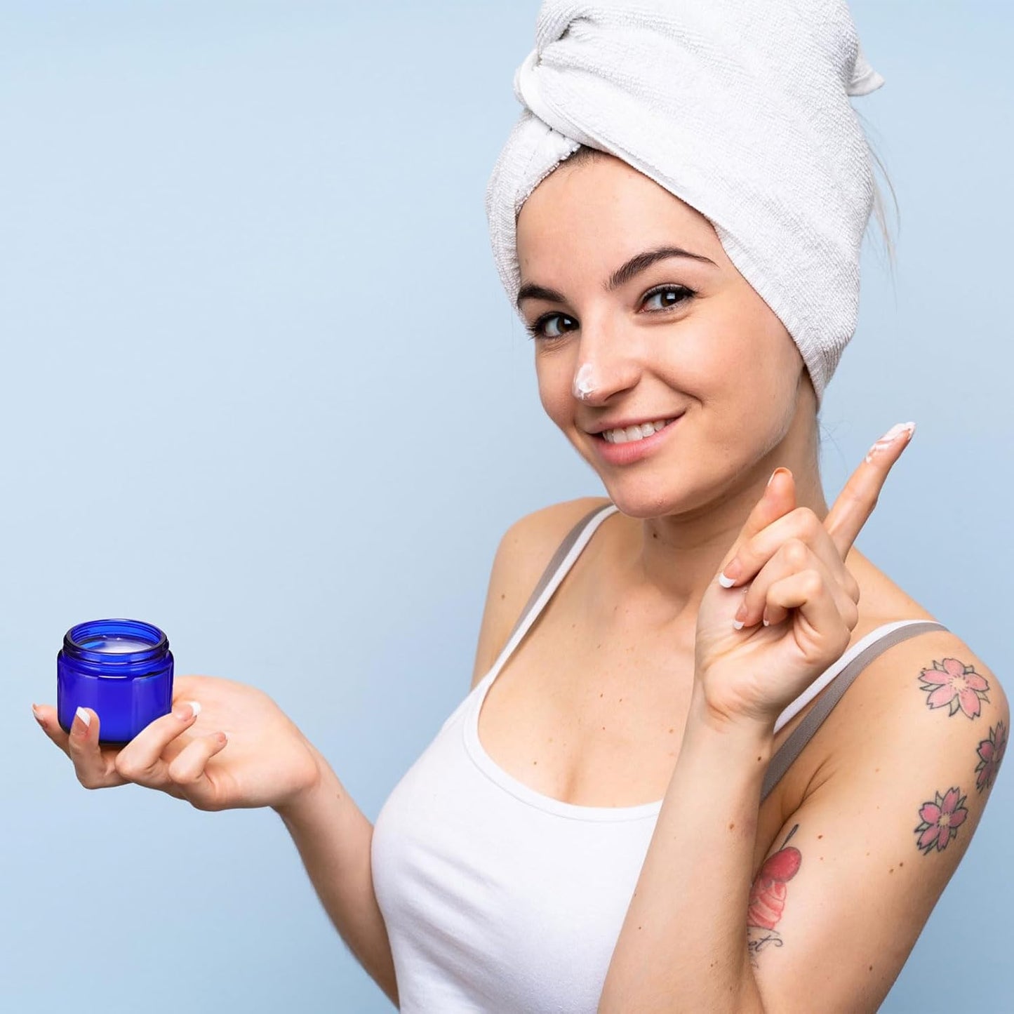 Domensi 72 Pcs 2 oz Glass Jars with Lids Travel Size Round Leakproof Empty Cosmetic Jars with Inner Liners Lid for Storing Makeup Lotions Face Cream Ointments Candle DIY Making (Cobalt Blue)-BrightBean Baby