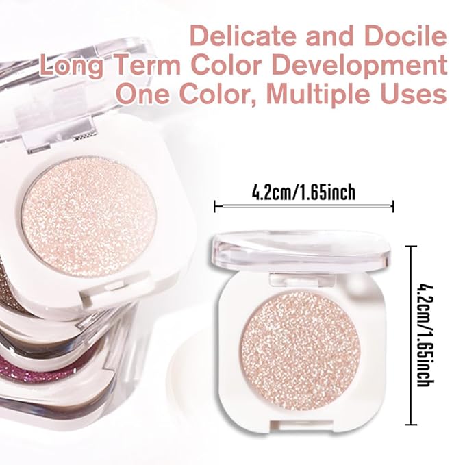 Pear White Single Glitter Eyeshadow Makeup, Neutral Powde Eye Shadow for Women, White Shimmer Singles Eyeshadow Palette Pigmented Waterproof, sombras para ojos, Girls Monochrome Eyeshadows Gift-BrightBean Baby