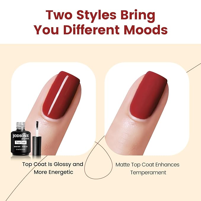 JODSONE 15ML Top Coat Gel Polish High Gloss Shine Finish Long Lasting Gel Nail Polish Professional Manicure Home DIY No Wipe-BrightBean Baby