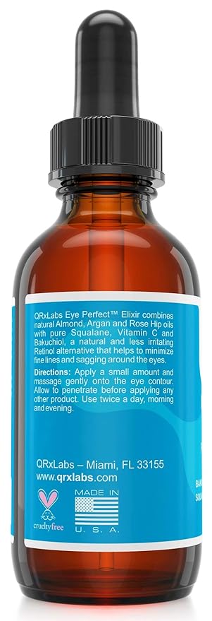 Eye Perfect Elixir - With Bakuchiol (Retinol Alternative), Pure Argan and Rosehip Oils, Squalane, Vitamin C & E - Best Anti-Aging Treatment Serum for Bags, Puffiness, Wrinkles, Crow Feet-BrightBean Baby