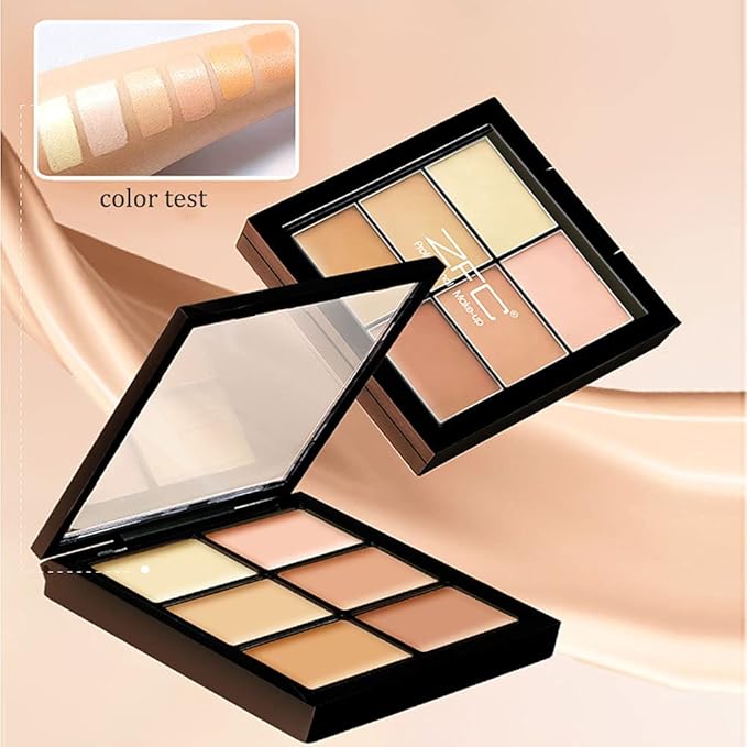 Concealer Palette 6 Shades Makeup Contour Palette Facial Camouflage Contour Full Coverage Foundation Cream Beauty Make up Concealer Kit (6 colors)-BrightBean Baby