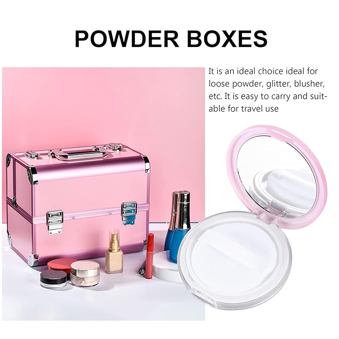 Powder Puff 2pcs Loose Powder Containers with Elasticated Net Sifter, Mirror and Puff 5g Loose Powder Compact Case Case for DIY Makeup and Travel () Cushion Foundation-BrightBean Baby