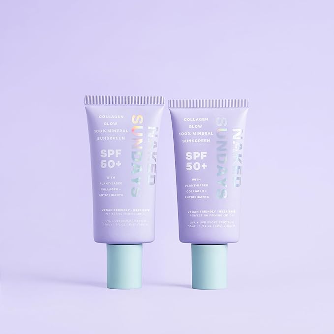 Naked Sundays SPF 50 Mineral Facial Sunscreen, Hydrating SPF with Zinc Oxide, Primer & Sheer Tint for Healthy Glow - 2 pack-BrightBean Baby