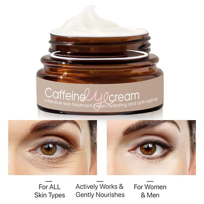 Natural Caffeine Eye Cream serum With Collagen,Hyaluronic Acid for Dark Circle and Puffiness,Great Under Eye Cream for Anti Aging,Eye Lift Treatment for Men &Women 0.52oz-BrightBean Baby