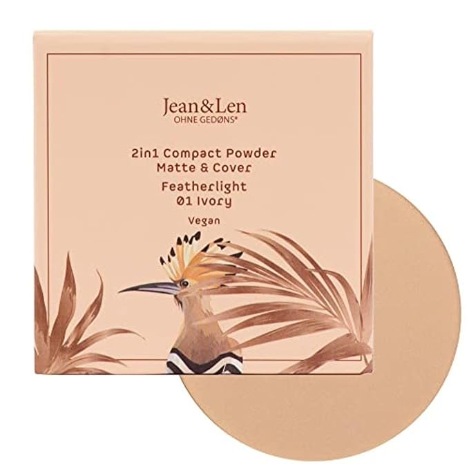 Pure 2in1 Compact Powder Feather Light 01 Ivory by Jean&Len, for a flawless transition and natural look, lasts 24 hours, with organic ingredients, vegan-BrightBean Baby