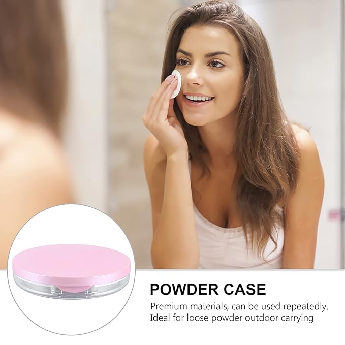 Powder Puff 2pcs Loose Powder Containers with Elasticated Net Sifter, Mirror and Puff 5g Loose Powder Compact Case Case for DIY Makeup and Travel () Cushion Foundation-BrightBean Baby