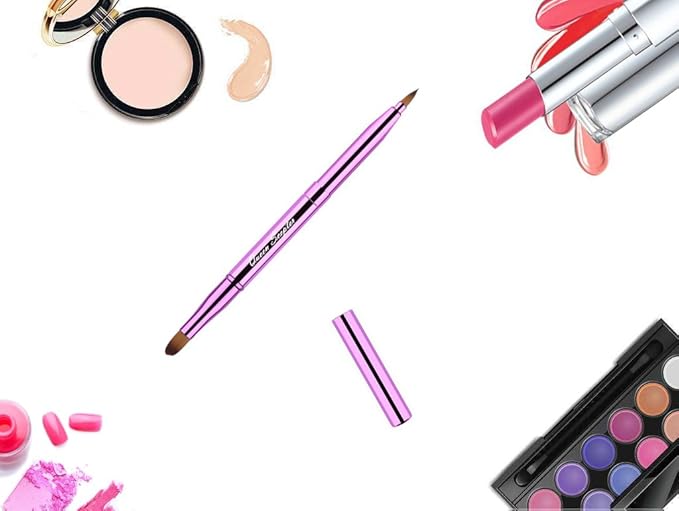 Cosmetic Brushes Lip Eye Double Sided Makeup Brush with Cap for Travel Retractable Lip Brush Eyebrow Brush Concealer Brush For Lipstick Portable Purple-BrightBean Baby