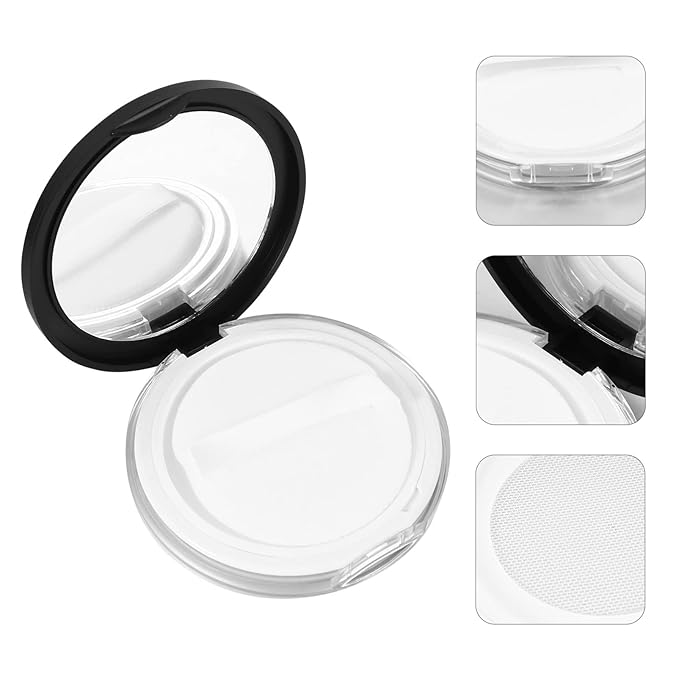Loose Container 2pcs Loose Containers with Elasticated Net Sifter, Mirror and Puff 5g Loose Compact Case Case for DIY Makeup and Travel ( Black ) Travel Container-BrightBean Baby