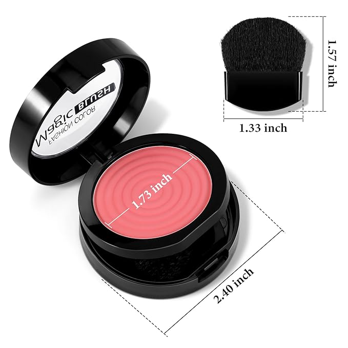 Boobeen Soft Blend Powder Blush for Cheeks, Buildable Color Matte Smooth Blush Palette Compact Blush Powder Makeup, Long-lasting Flush Color, with Mirror and Brush-BrightBean Baby
