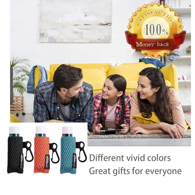 WK IEASON Lip Balm Sleeves Holder Keychain 3pcs Clip on Chapstick Lipstick Sleeves Keychain Holder Pouch Tight-Knit Elastic Lipstick Sleeves Key Ring(Black/Jade/Orange)-BrightBean Baby