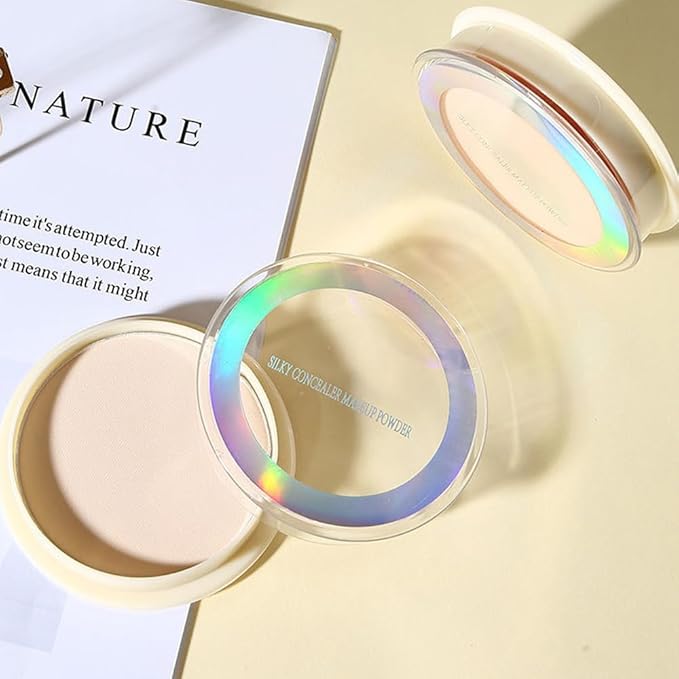 Oil Control Face Pressed Powder, Ultra-Fine Lightweight Face Powder, Soft-focus Matte Finish, Sheer Coverage, Lasting Oil Control, Ivory White (01#)-BrightBean Baby