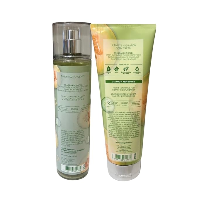 Bath & Body Works Cucumber Melon Fine Fragrance Mist 8oz and Body Cream 8oz-BrightBean Baby