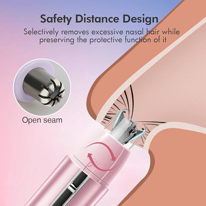 TOUCHBeauty Battery Powered Ear and Nose Hair Trimmer for Women, Portable Battery Powered Trimmer, Mini Painless Design for Sensitive Skin, Easy Clean & Travel Friendly