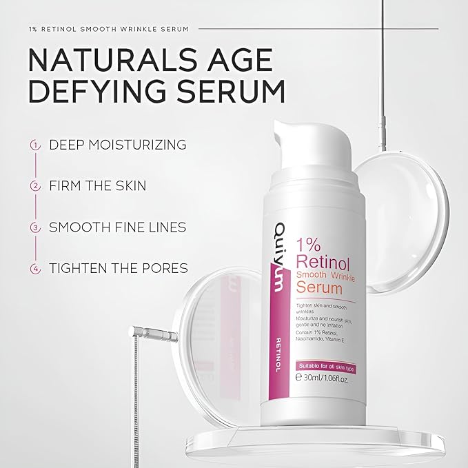 1% Retinol Serum for Face, Facial Serums for Anti Aging with Retinol, Niacinamide & Vitamin E for Fine Lines, Wrinkles & Dark Spots, Daily Skincare to Smooth & Firm Skin, 1.06 fl. oz, Pack of 2-BrightBean Baby
