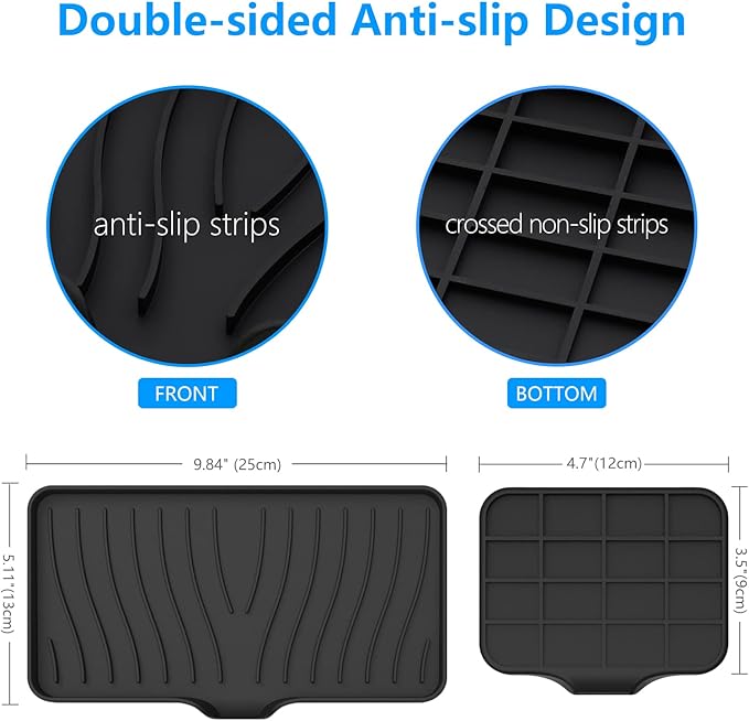 3-Pack Silicone Soap Dish, Sponge Holder for Sink, Kitchen Soap Tray, Bathroom Soap Holder, Sponge Tray with Drain (Black)-BrightBean Baby