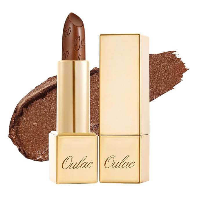 Oulac Dark Brown Lipstick for Women with Metallic 3D Shine Lightweight Hydrating Formula, High Impact Lip Color, Vegan Beauty, Full Coverage Lip Makeup, Christmas Gifts for Women, Hawaii Summer(08)