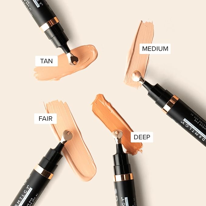 DRMTLGY Luminous Eye Corrector SPF 41, Under Eye Color Corrector for Dark Circles, Anti-Aging Tinted Eye Cream, Hydrating Eye Serum with Peach Undertone, Fair-BrightBean Baby