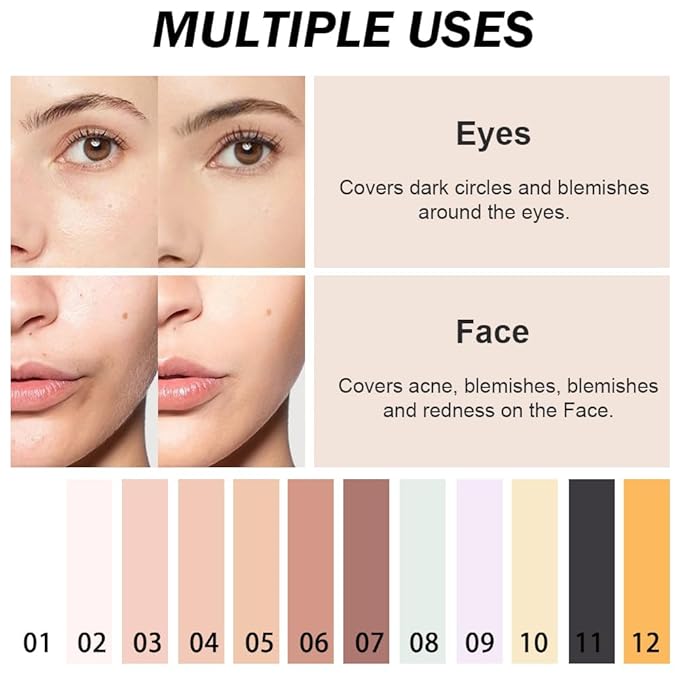 Kaely Color Correcting Concealer,Cream Pot Concealer Full Coverage,under Eye Concealer Palette for Conceals Dark Circles,Waterproof Foundation Face Makeup,09 Light Purple-BrightBean Baby