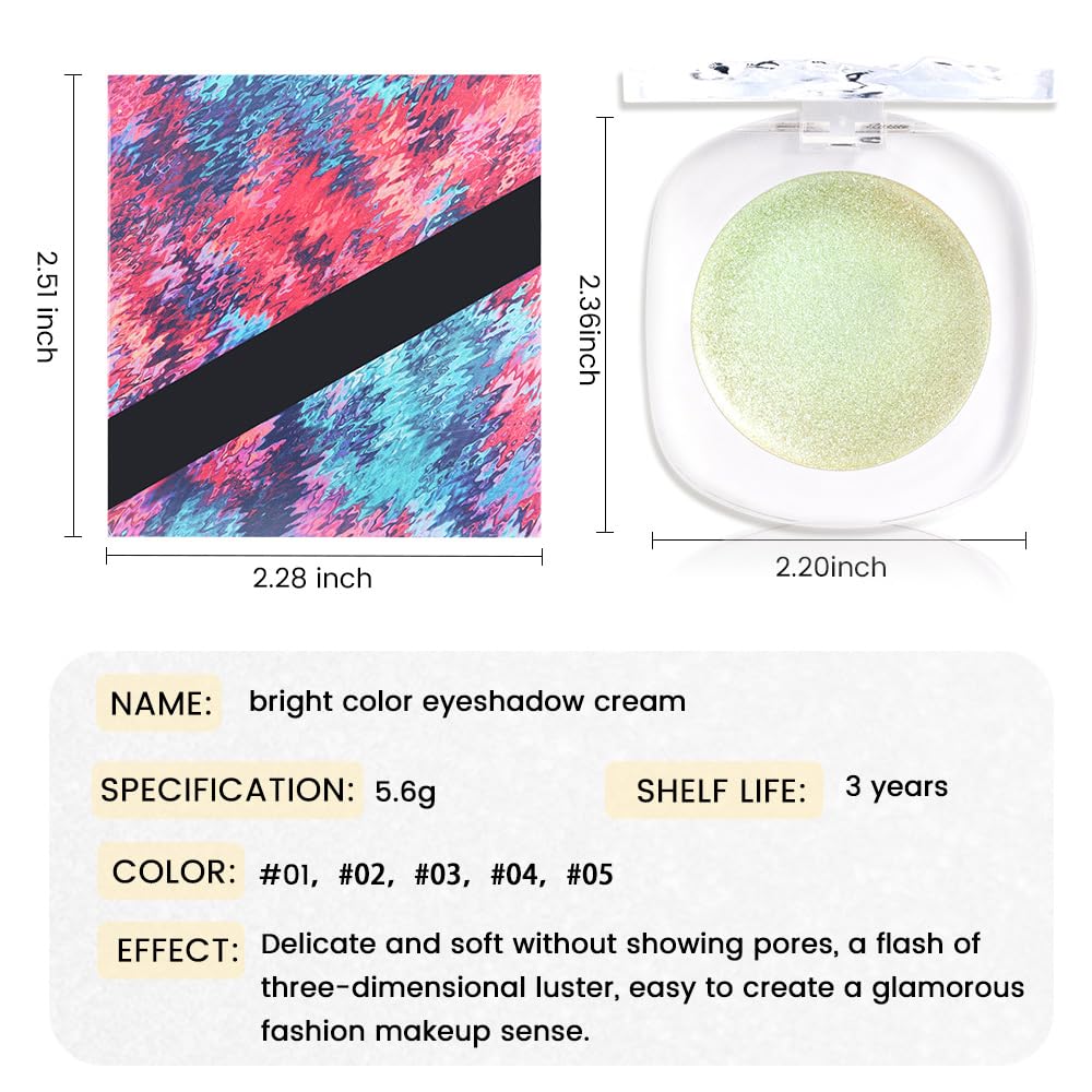 Light Green Cream Glitter Shimmer Metallic Eyeshadow Palette Makeup, Natural Single Mini Instant Holographic Eyeshadow For Women Halloween Birthday Party Wear, Sombras Crema Para Ojos-BrightBean Baby